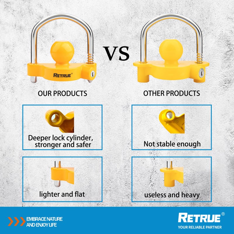 RETRUE Universal Coupler Lock Trailer Locks Ball Hitch Trailer Hitch Lock Adjustable Security Heavy-Duty Steel Fits 1-7/8 Inch, 2 Inch, 2-5/16 Inch Couplers (Pack of 2) - Image 4